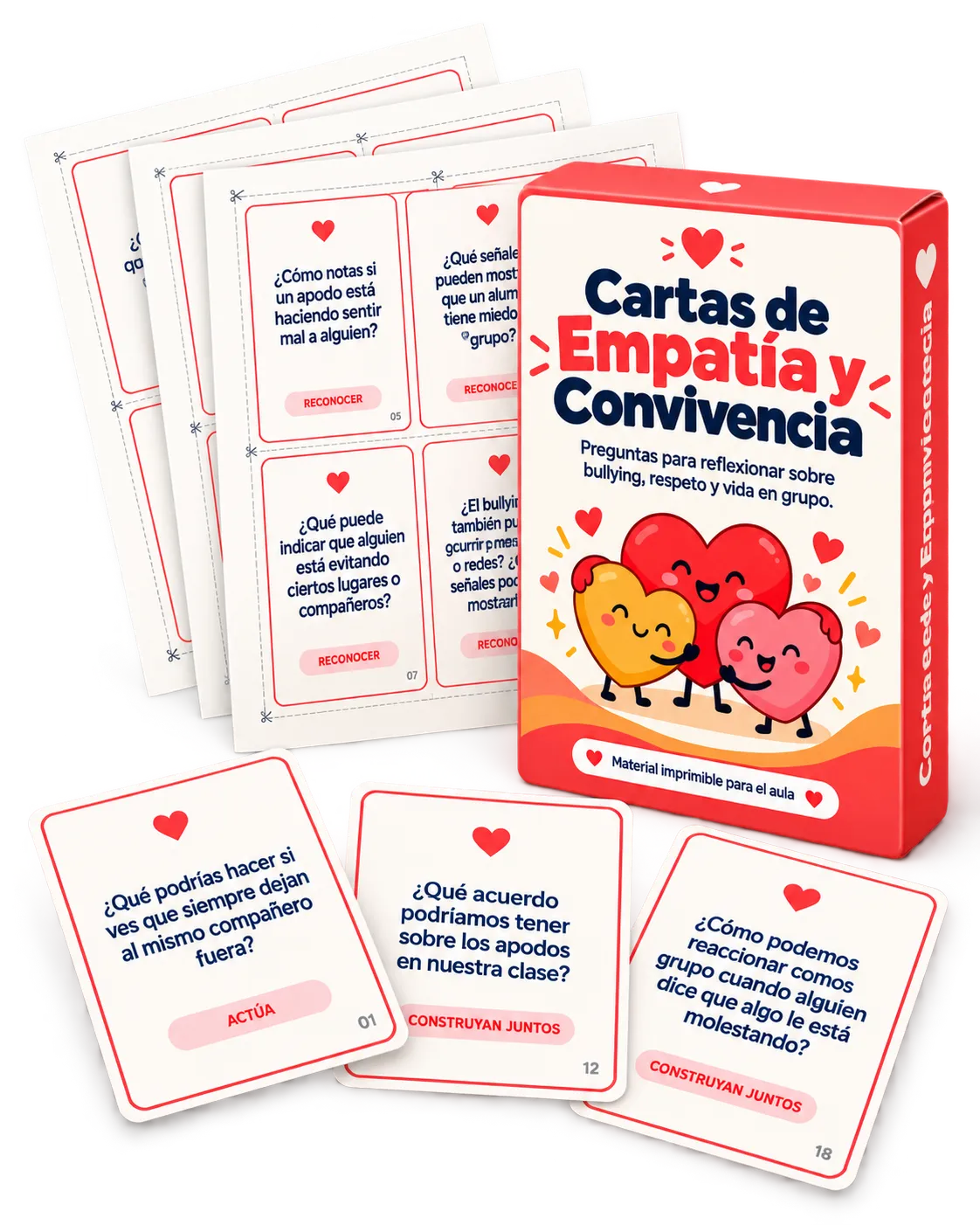 Mockup do material 100 Tarjetas de Convivência